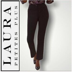 Laura Petites City Fit Straight Leg Black High Waist Pants 4​​​​​